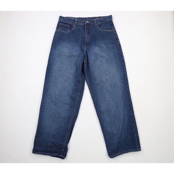 Vintage Pelle Pelle Mens 36x34 Distressed Baggy Loose Fit Wide Leg Denim Jeans